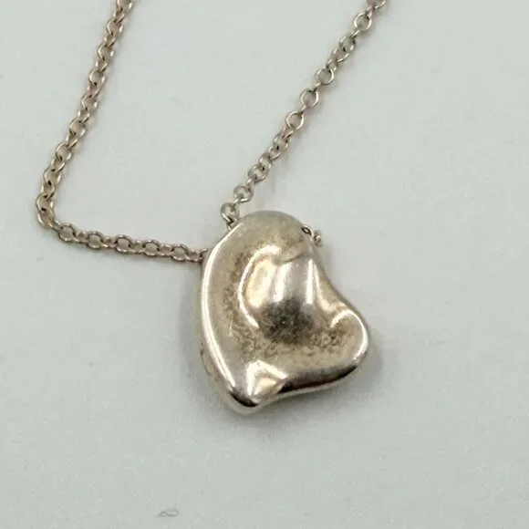 Authentic Tiffany & Co Elsa Peretti Silver Solid Full Heart Pendant Necklace - Picture 4 of 8